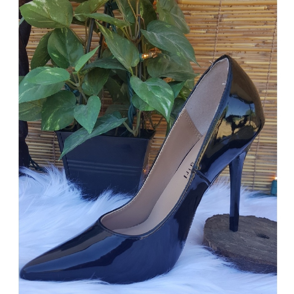 4in High Heel Shiny Black Stiletto Sexy Elegant